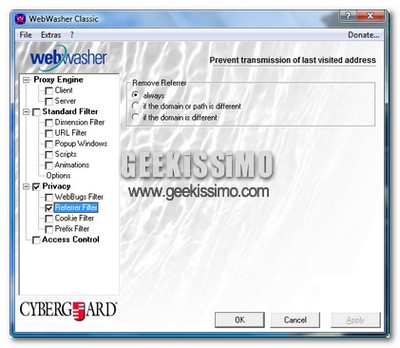 WebWasher Classic, come proteggere Internet Explorer dai referer (e non solo)