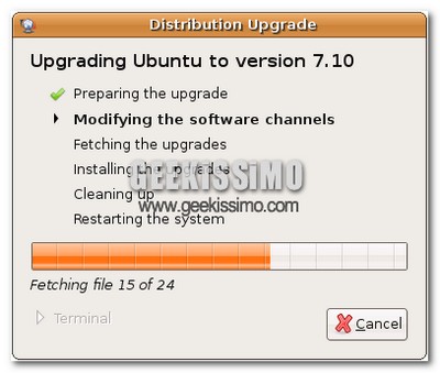 Come aggiornare Ubuntu 7.04 a Gutsy