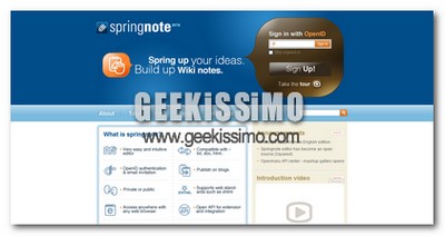 SpringNote: creare, manipolare, pubblicare e collaborare alla creazione di documenti ed idee grazie al web 2.0