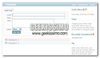 Tweeto, un nuovo ottimo task manager on-line