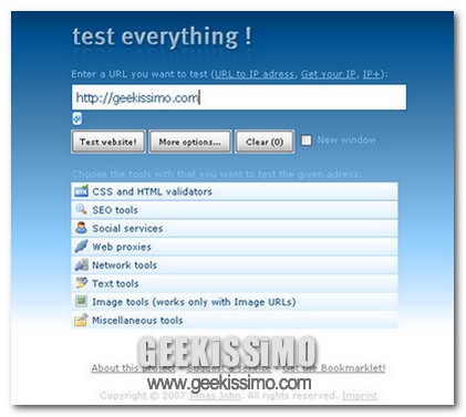 Testare il proprio sito con TestEverything (128 tools in 1)