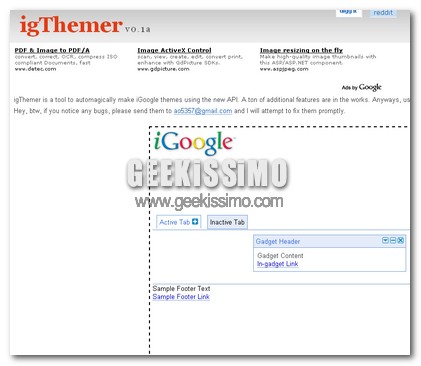Creare temi personalizzati per iGoogle con igThemer