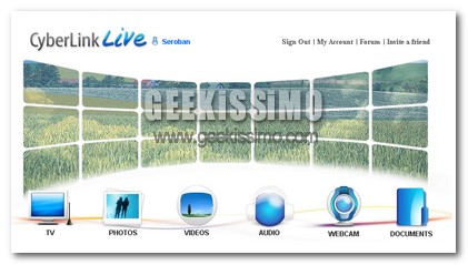 Utilizza il tuo Computer per condividere file multimediali, documenti, Tv e WebCam  con CyberLink Live