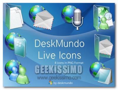 DeskMundo, bellissimo set gratuito di icone in stile Windows Live