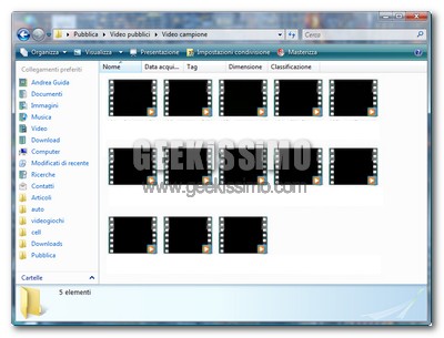 Windows Vista, come risolvere il problema delle anteprime dei video nere
