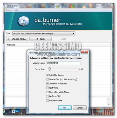 daBurner, il software gratuito per la masterizzazione minimalista