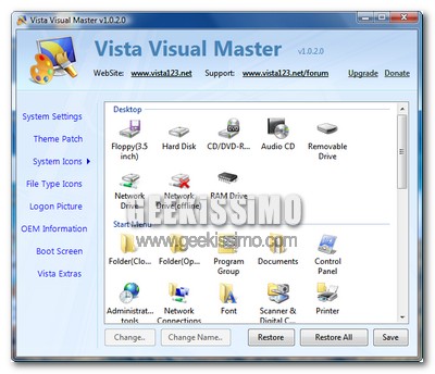 Vista Visual Master, personalizzare ogni aspetto di Windows Vista