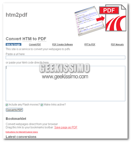 Htm2pdf convertire da HTML a PDF