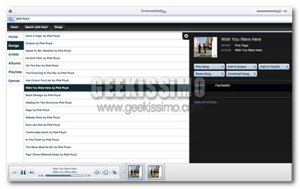 Ascoltare musica online con Grooveshark Lite