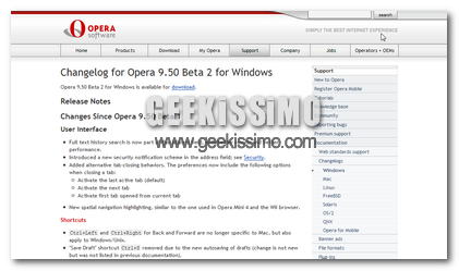 Opera Software Rilascia la Seconda Beta di Opera Browser 9.5