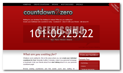 CountDown2Zero: Applicazione Online capace di creare Contatori-Widgets
