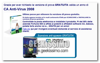 CA antivirus 2008 gratis per un anno!