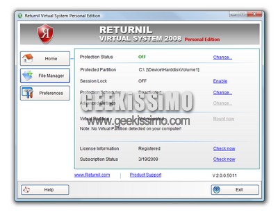 Returnil Virtual System, virtualizzare il proprio sistema gratis