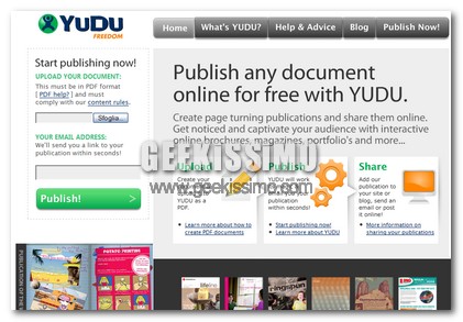 Yudu: Condividi i tuoi documenti PDF on-line gratuitamente.