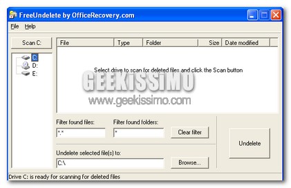 Free Undelete: programma gratuito per recuperare file cancellati