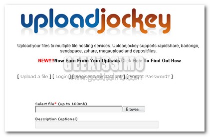 Caricare un file simultaneamente su più siti di file sharing con UploadJockey