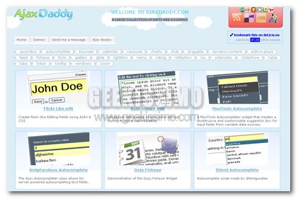 AjaxDaddy: repository di strumenti Web 2.0 in Ajax