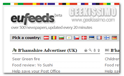 EuFeeds per consultare oltre 500 giornali provenienti da tutta Europa
