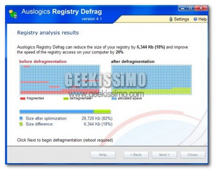 Deframmentare il registro di sistema con Auslogics Registry Defrag