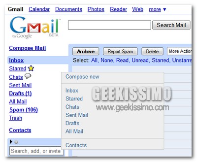 Gmail, come visualizzare sempre i campi BCC/CC ed avere un utilissimo menu contestuale