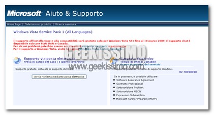 Microsoft: assistenza clienti gratuita per i possessori di Windows Vista