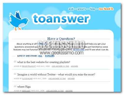 ToAnswer: Domandare con Twitter