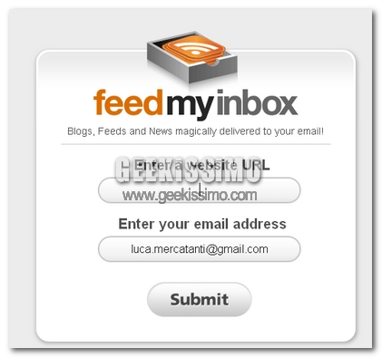 Fai arrivare i feed RSS nella tua e-mail!