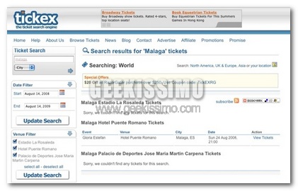 Tickex: nuovo motore di ricerca per i biglietti degli eventi in tutto il mondo