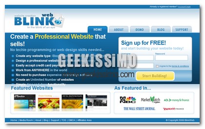 Crea il tuo sito facilmente e senza sapere l’Html con BlinkWeb