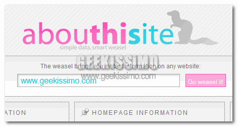 Visualizziamo le informazione dettagliate di ogni sito Web con AbouThiSite