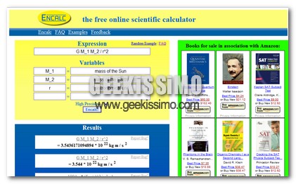 Encalc, ottima calcolatrice scientifica online!