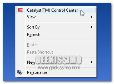 Come rimuovere ATI Catalyst Control Center dal menu contestuale di Windows