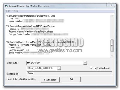LicenseCrawler, scoprire i numeri di serie dei software installati sul PC