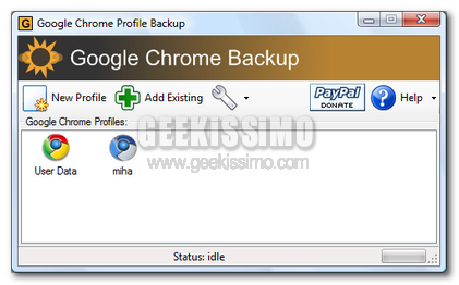 Gestisci i profili di Google Chrome con Chrome Backup.