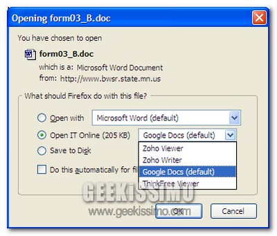 Open IT Online, utilizzare i servizi on-line per aprire varie tipologie di file in Firefox