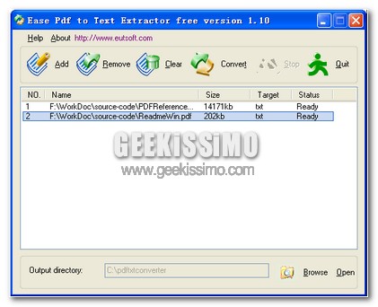 Ease Pdf to Text Extractor per estrarre testo dai file PDF