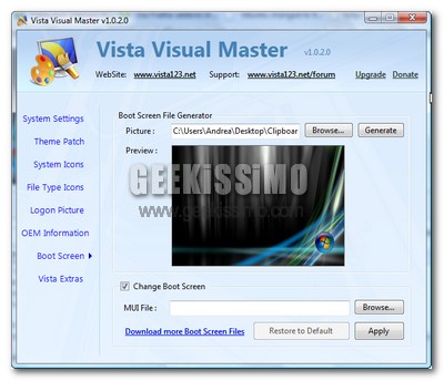 Guida: come cambiare la schermata di boot in Windows Vista