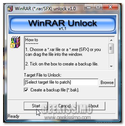 WinRAR Unlock: eliminare le protezioni degli archivi rar/sfx con un solo click