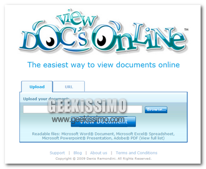 ViewDocsOnline, applicazione per aprire online diversi tipi di documenti