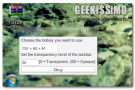 Taskbar Transparency, regolare la trasparenza della taskbar di Windows Vista e 7 digitando un hotkey