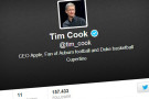 Tim Cook, CEO Apple, arriva su Twitter